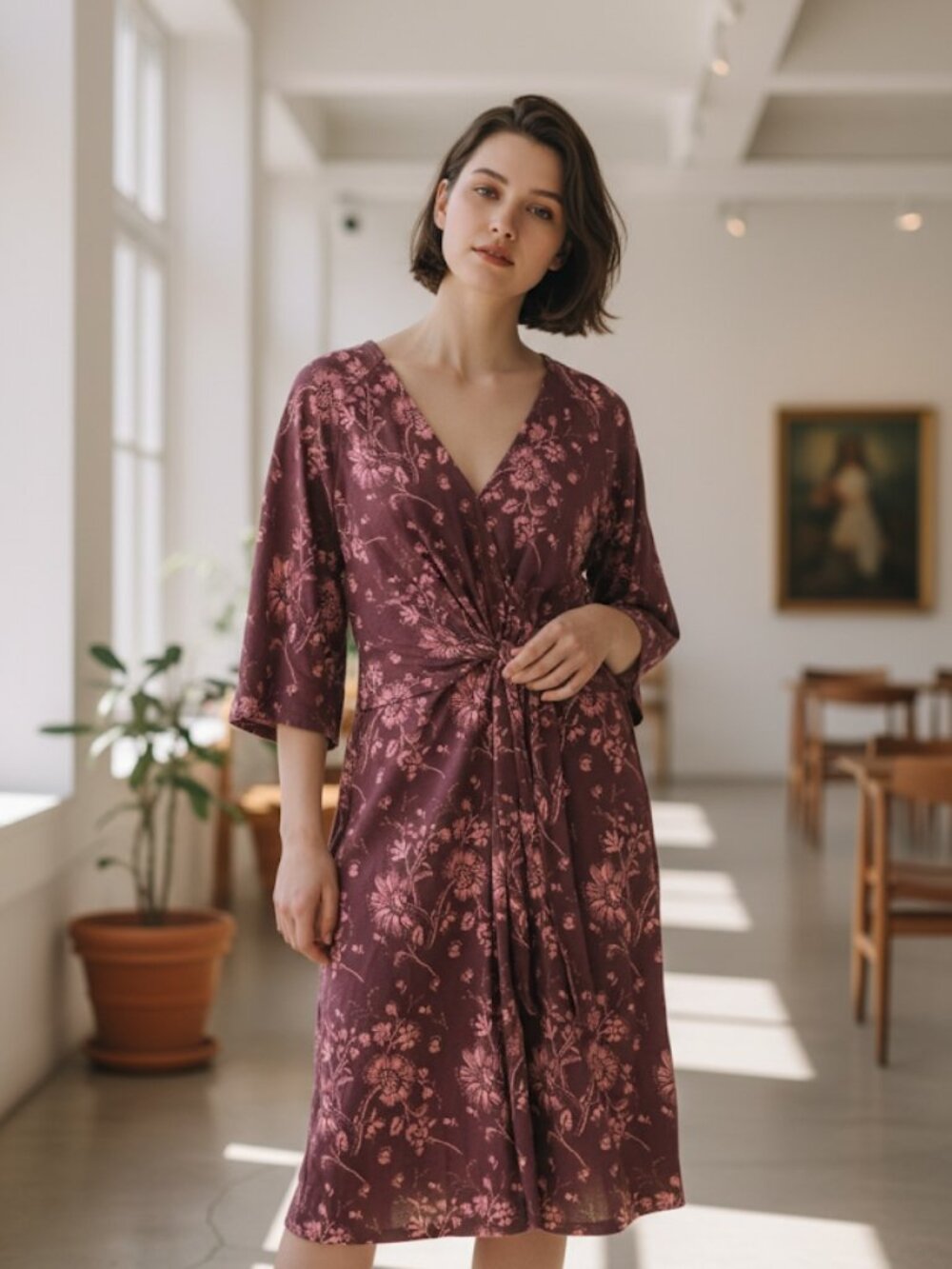 Synergy Organic Clothing | Lyons  Tie-Front V-Neck‎ Dress Size S